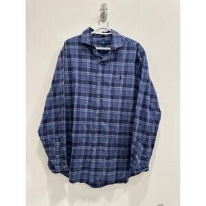 Ralph Lauren Mens XL Classic Fit Long Sleeve Button Down Blue Plaid Shirt Casual